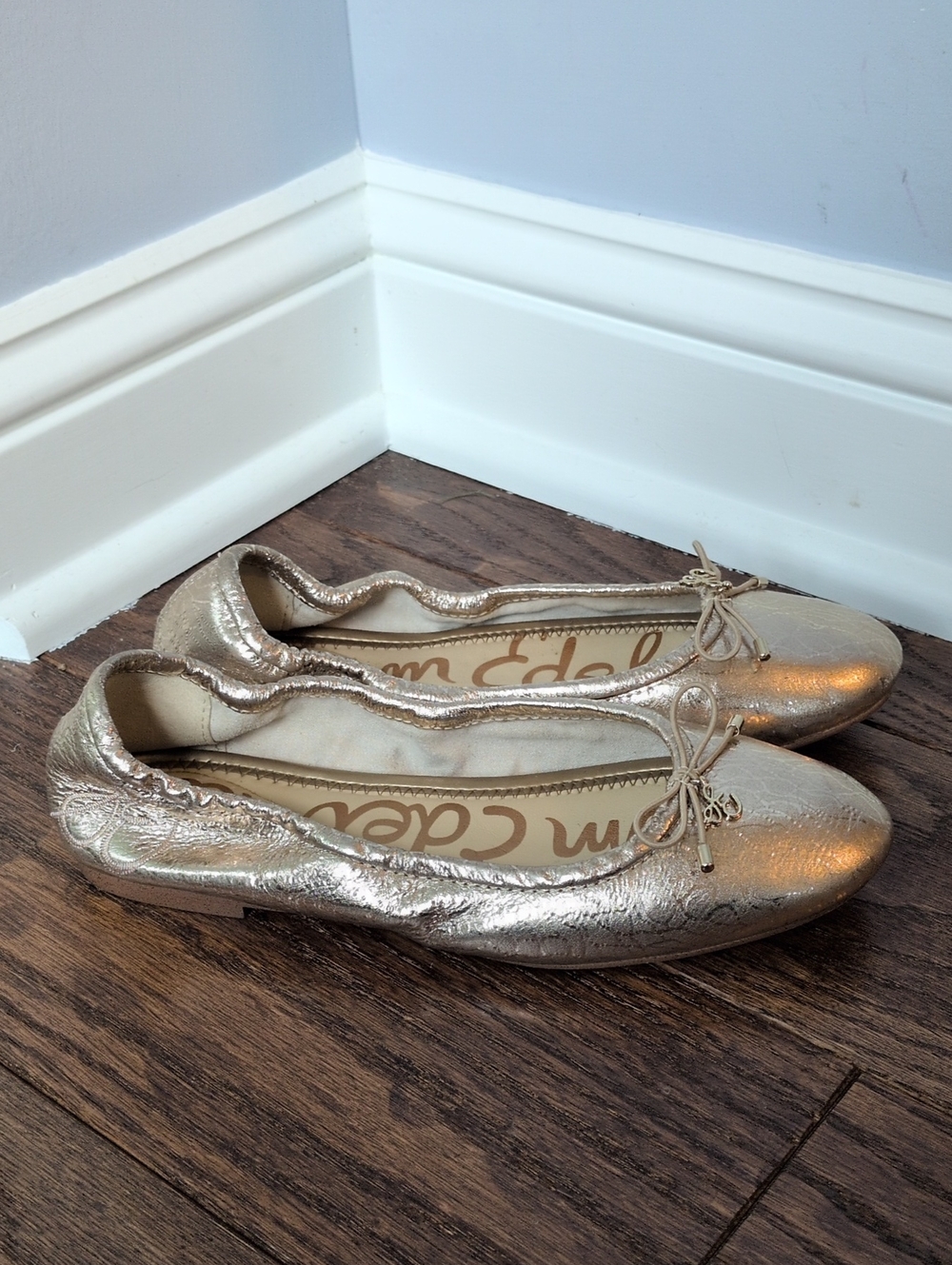 Sam Edelman Women's Gold Metallic Felicia Leather Ballet Flats 5.5